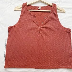 B.P Semi Cropped Henley Tank Top